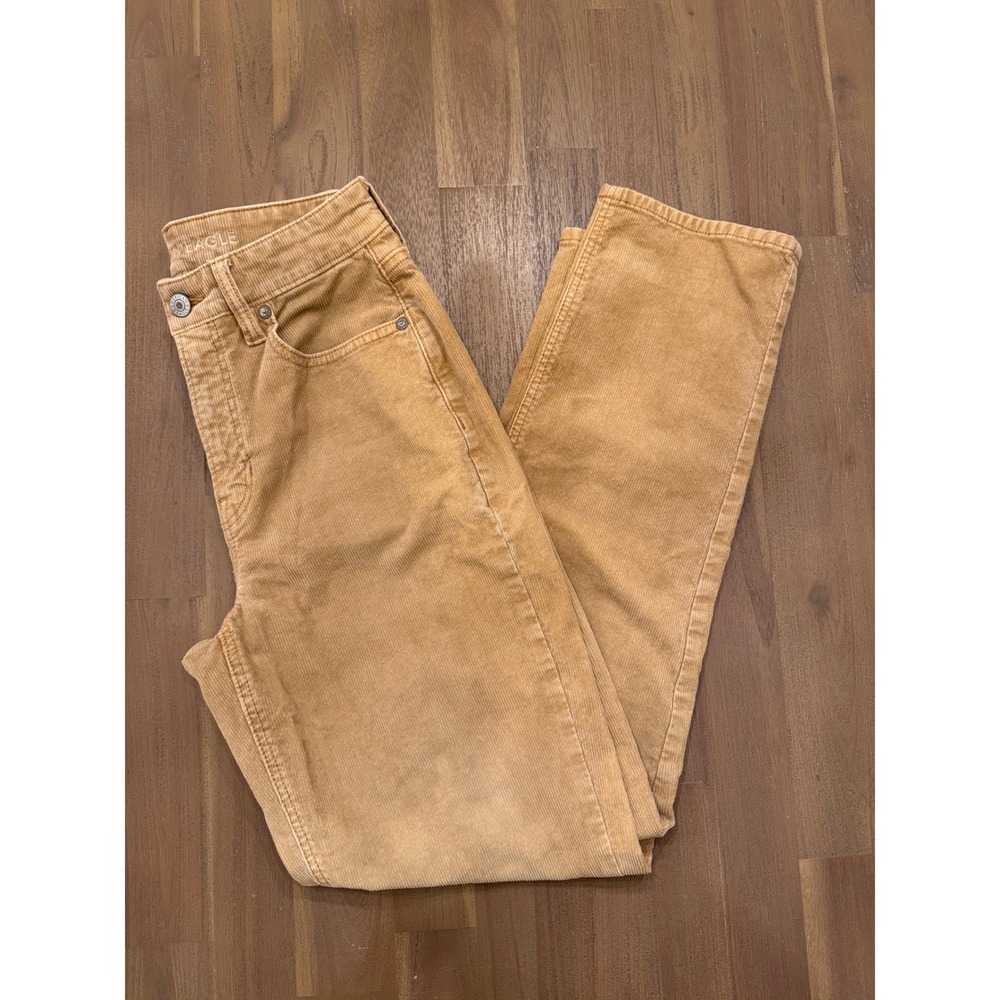 American Eagle Outfitters Corduroy Pants Tan Straight‎ Leg Stretch Women Long